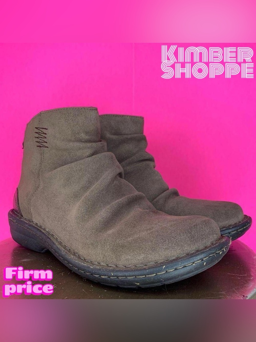Clarks Avington Swan Khaki Suede Ruched Ankle Boots US 7.5 UK 5 EU 38